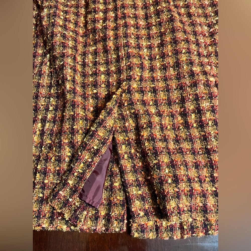Sag Harbor Dress coat basket weave orange yellow red and brown size 16 - Picture 11 of 13